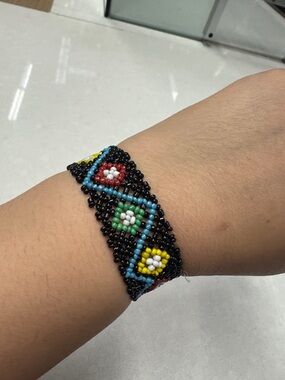Handmade Multicolor Seed Bead Bracelet with Black Base